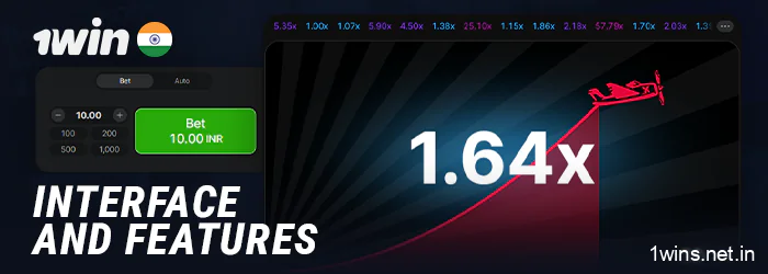 About the Aviator game interface on the 1Win website - crash game features
